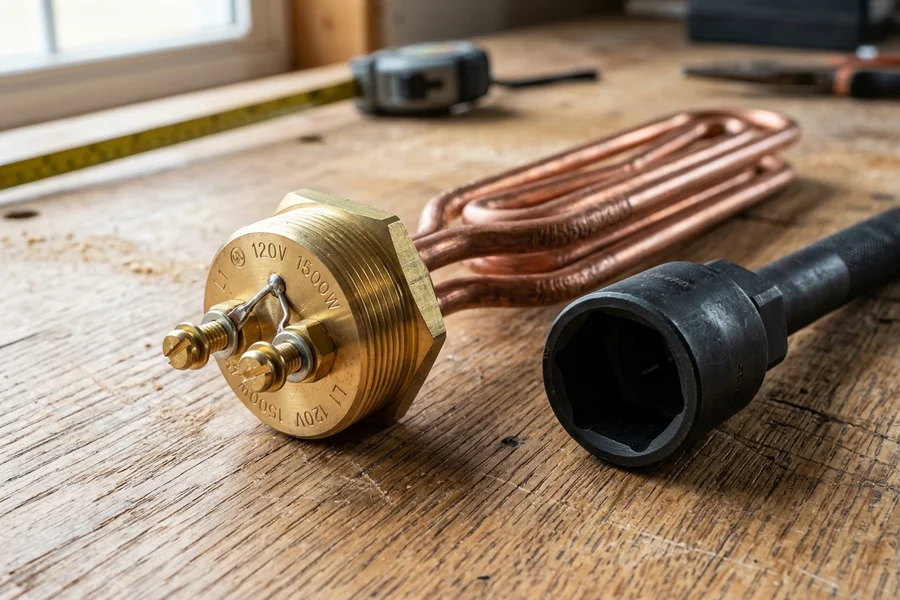 Brand new copper low-watt density water heater heating element and specialized socket wrench